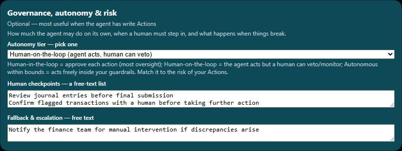 Scope an AI agent before you build one: MyDataWork Agent Studio for data teams 05 governance card