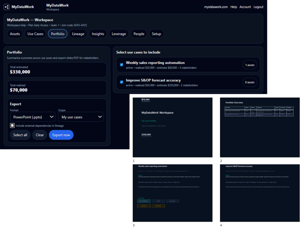 portfolio export screenshot