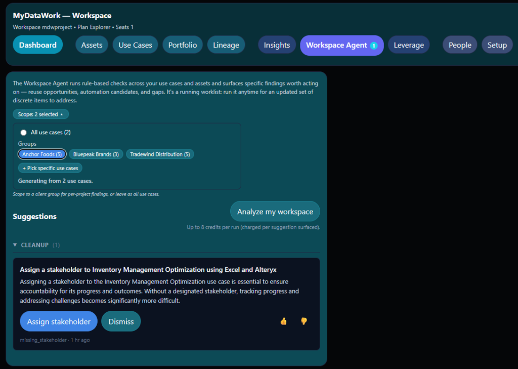 new screen 4 workspace agent on two use cases